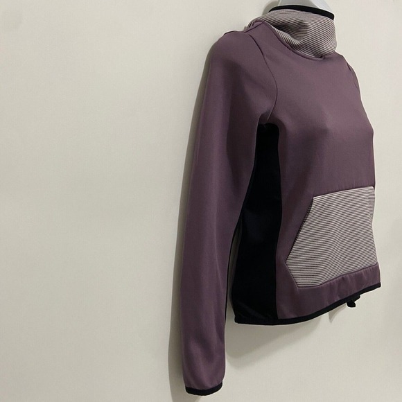 Nike Dri-Fit Girls Sweatshirt Hoodie Purple Black Striped Long Sleeve Size M - Picture 5 of 14